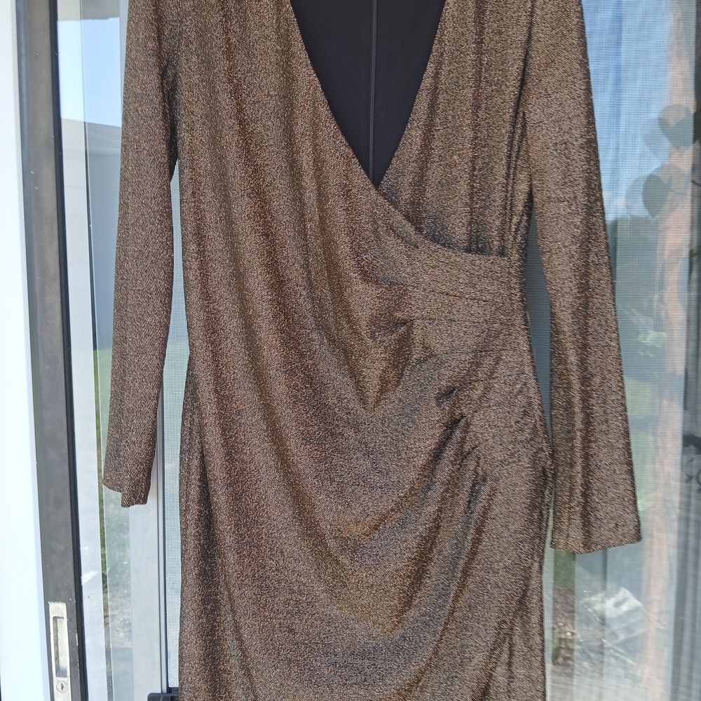 DKNY Metallic Long Sleeve Dress